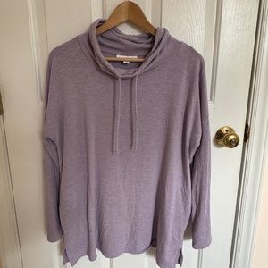 purejill eco terry long tunic with pockets lilac petite medium EUC